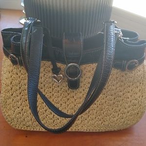 Brighton Woven Patent Leather Handbag